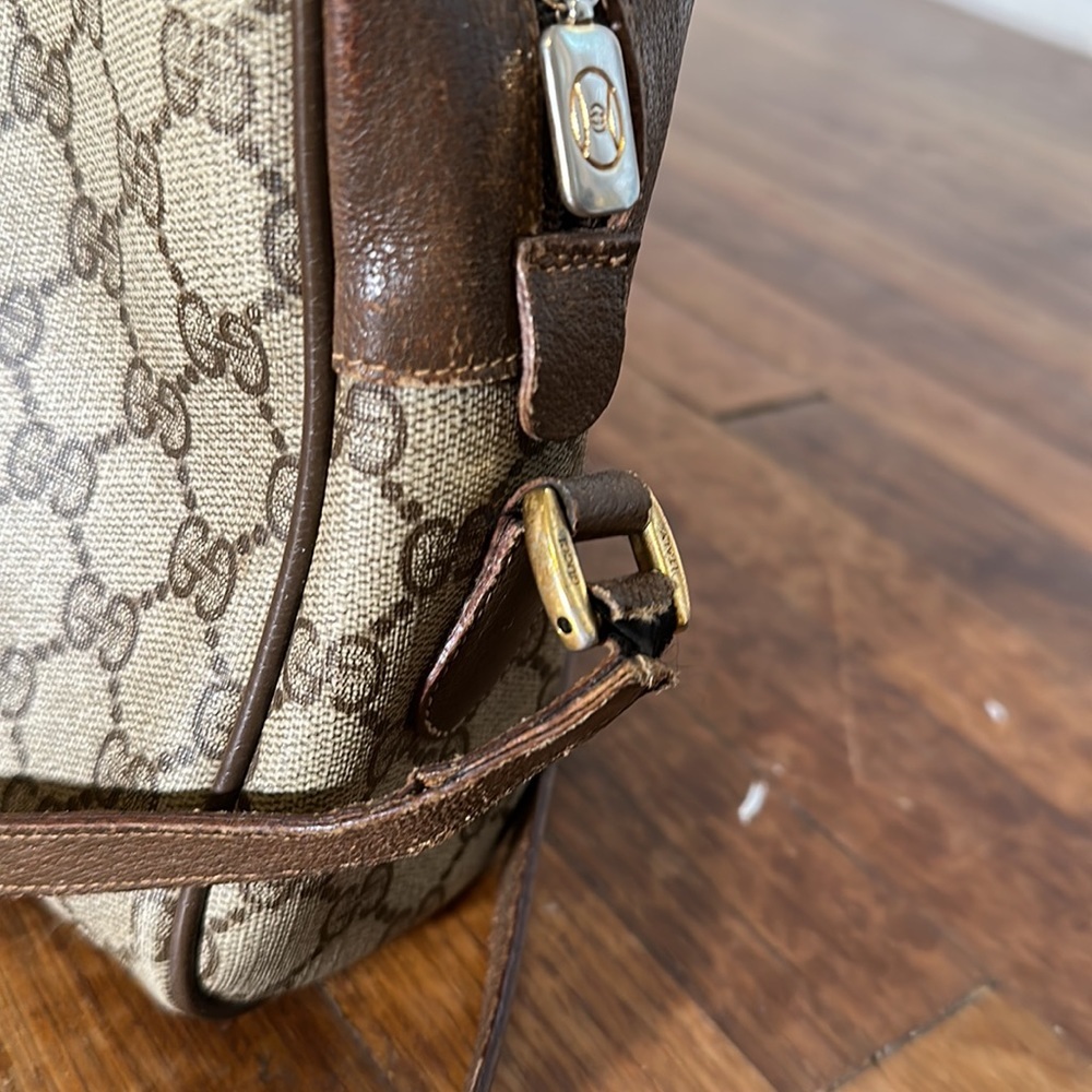 GUCCI GG Supreme Canvas Web Sherry Line Shoulder Bag Beige PVC Vintage 80s 70s - Picture 10 of 10